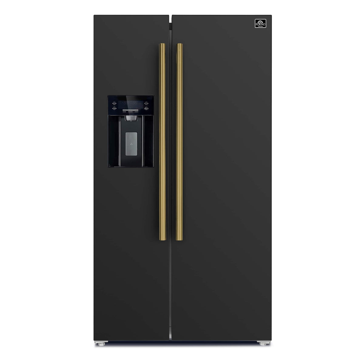 Forno Appliances - 36 in. Wide Salerno 20 Cu. Ft. Side-by-Side Counter-Depth Refrigerator with Ice and Water Dispenser - Black