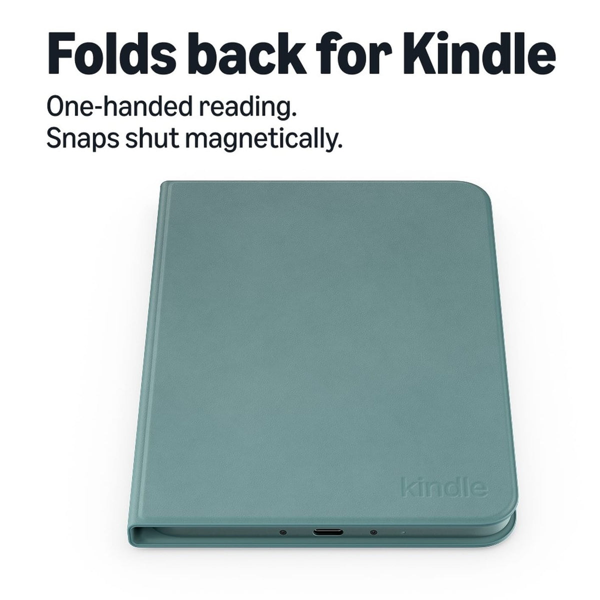 All-New Amazon Kindle Aluminum Slim Cover w/ Magnetic Attach, Lightweight, Foldable Protective Case, Plant-Based Leather - Seaglass Green