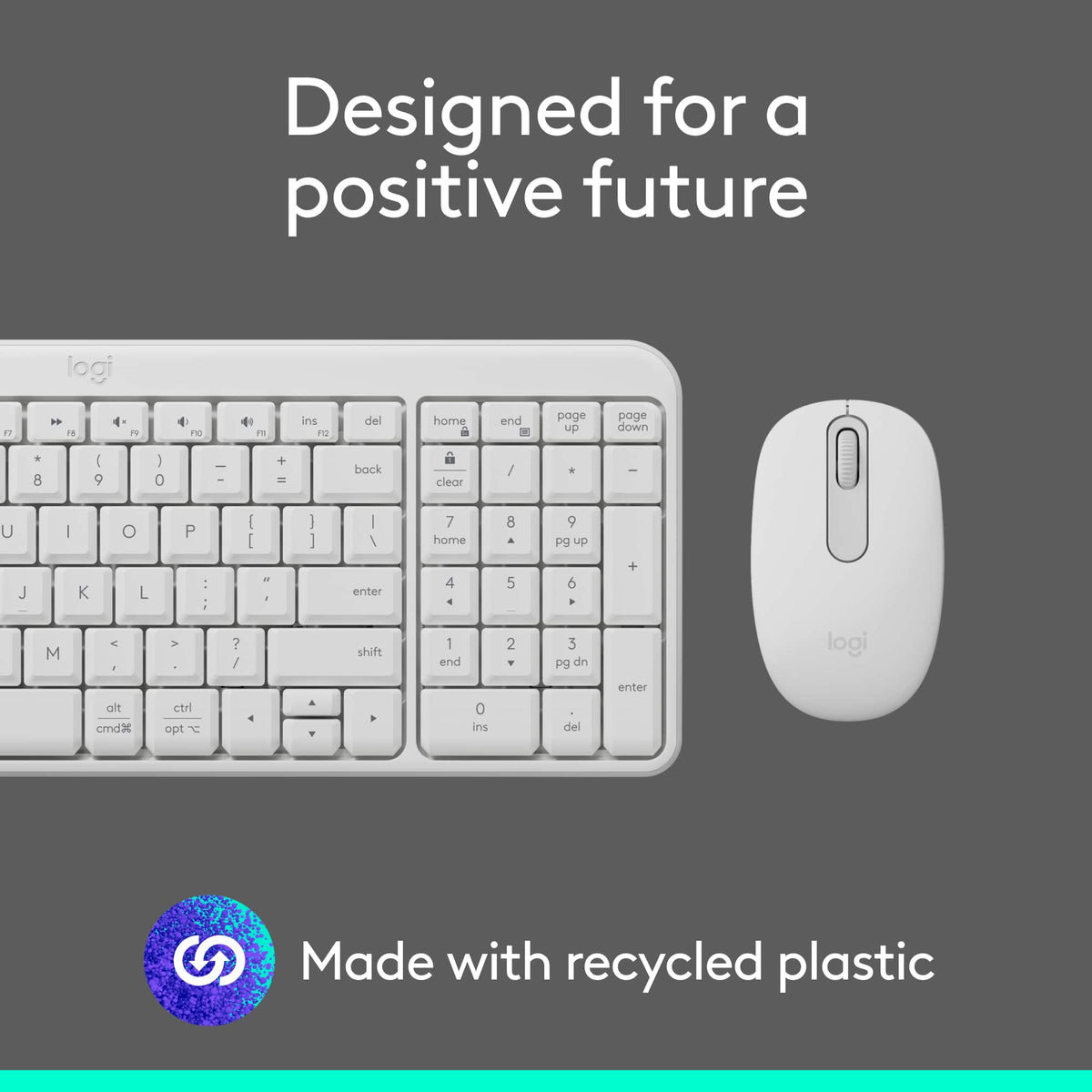 Logitech - MK250 Full-size Bluetooth Wireless Keyboard and Mouse Combo for Windows/MacOS with Fast & Easy Connectivity - Off-White