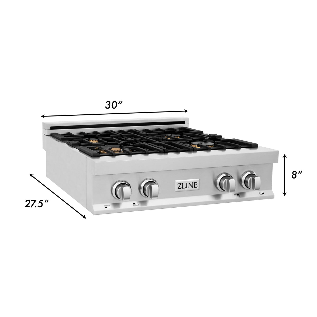 ZLINE - 30 in. Legacy Rangetop w/ 4 Brass Burners and Porcelain Cooktop in Stainless Steel - Stainless Steel