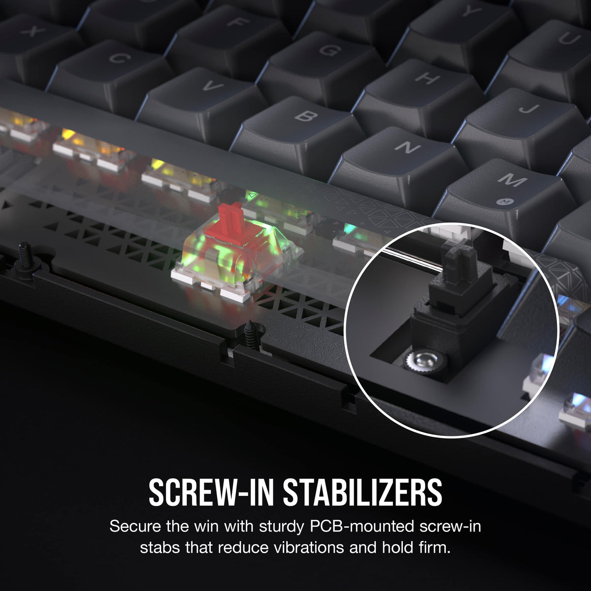 CORSAIR - K65 PLUS RGB 75% Wireless Mechanical Pre-Lubricated MLX Red Linear Switch Gaming Keyboard with Hot-Swappable Switches - Black/Gray