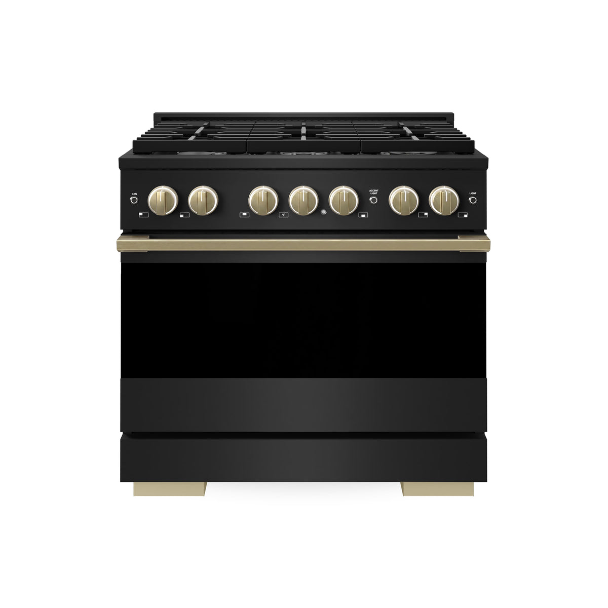 ZLINE - Autograph 36 in. 5.2 cu. ft. Marino Freestanding Gas Range with 6 Burners in Black Stainless Steel and Bronze Accents - Black Stainless Steel