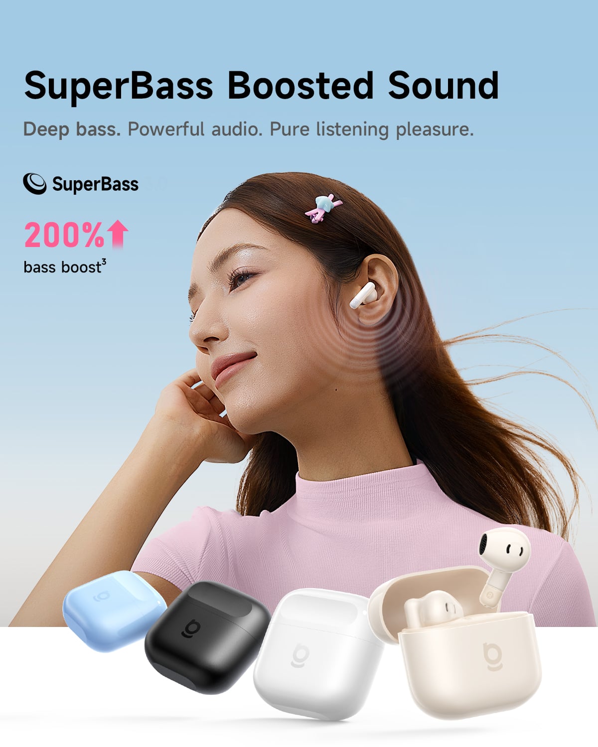 Baseus - Bass BS2 Lite True Wireless Earbuds - Bluetooth 6.0,4-Mic AI ENC,40-Hour Battery,Comfortable Fit - Black