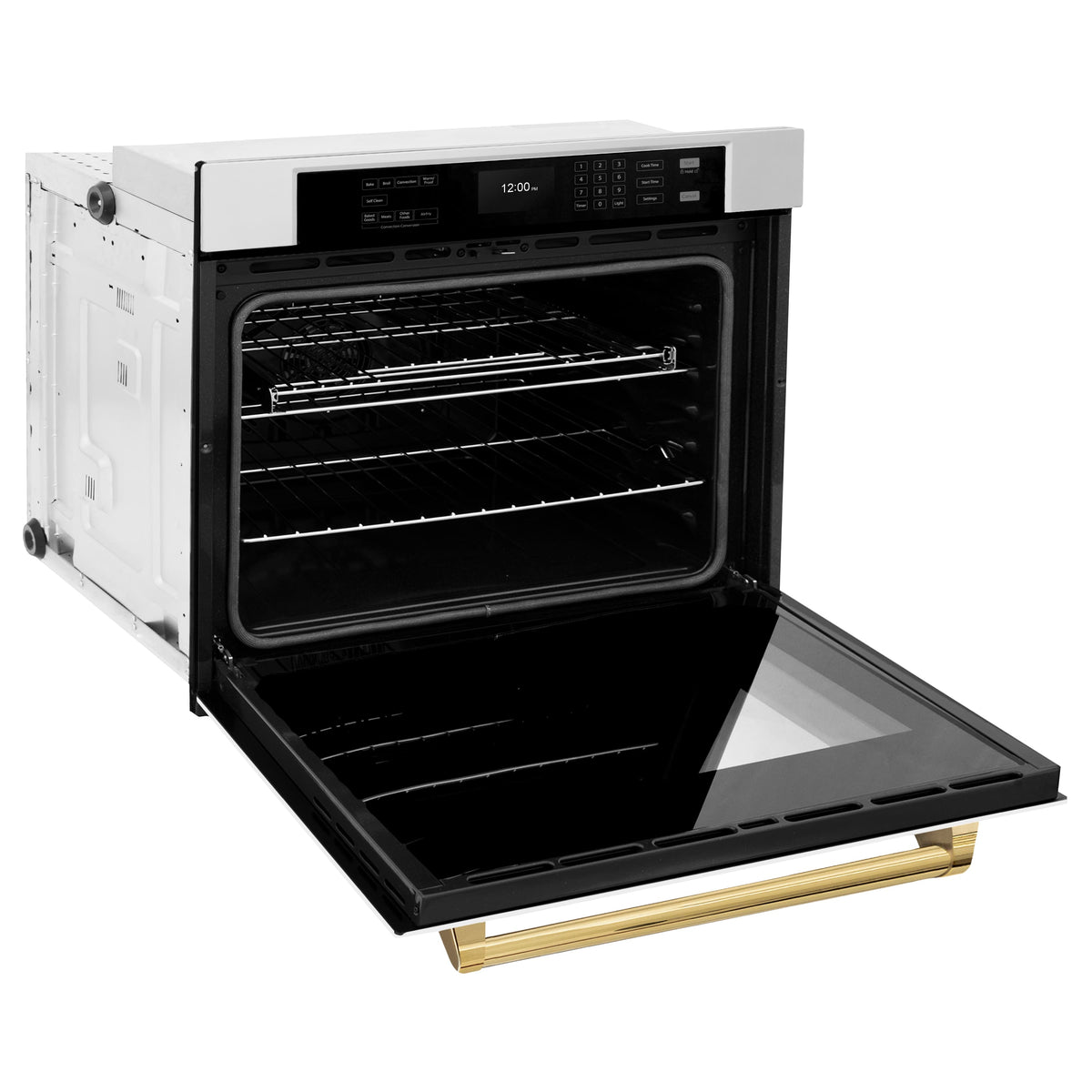 ZLINE - 30 in. Autograph Wall Oven w/ Air Fry and Self Clean w/ White and Gold Accents - Stainless Steel