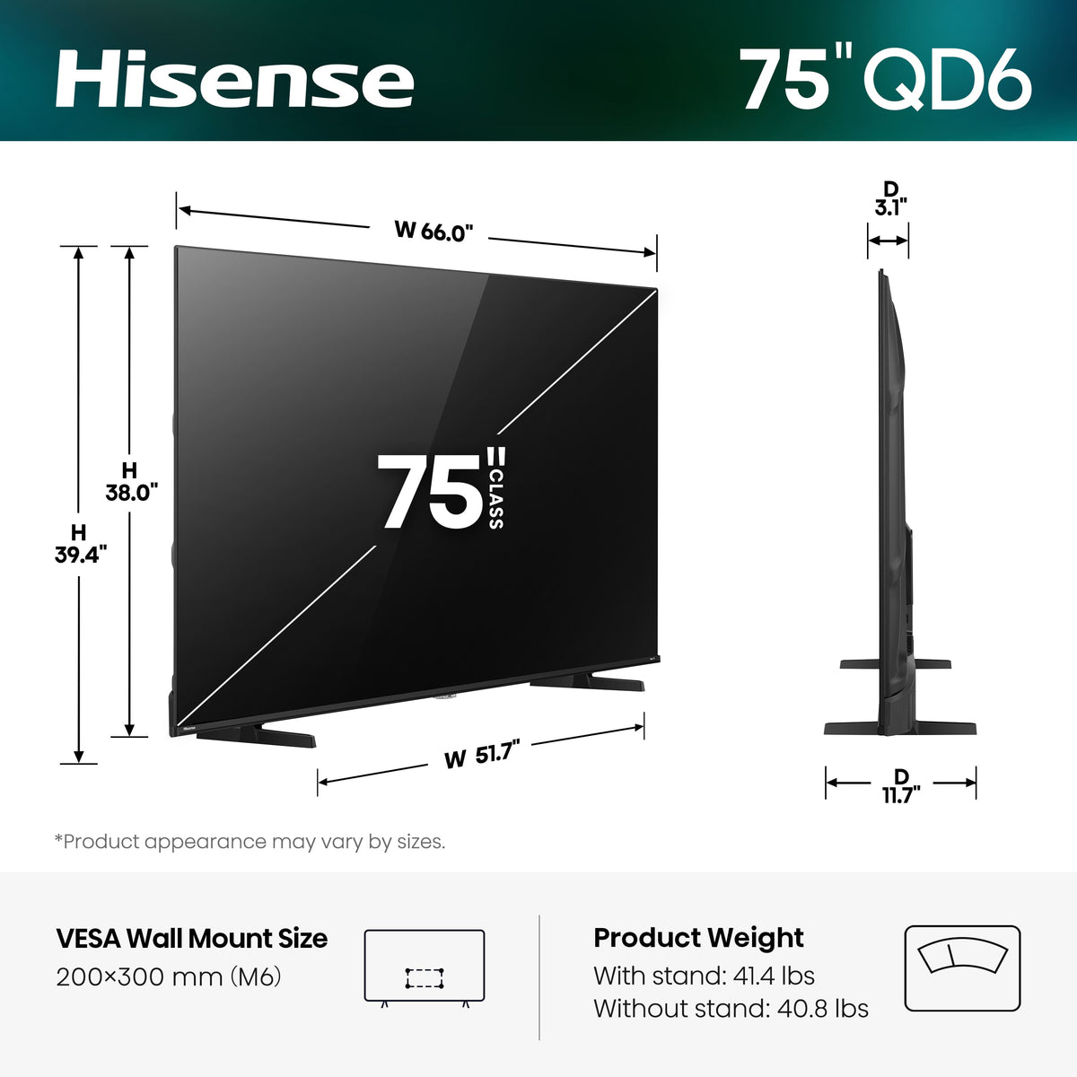 Hisense - 75" Class QD6 Hi-QLED Series 4K UHD Smart Roku TV (2026)