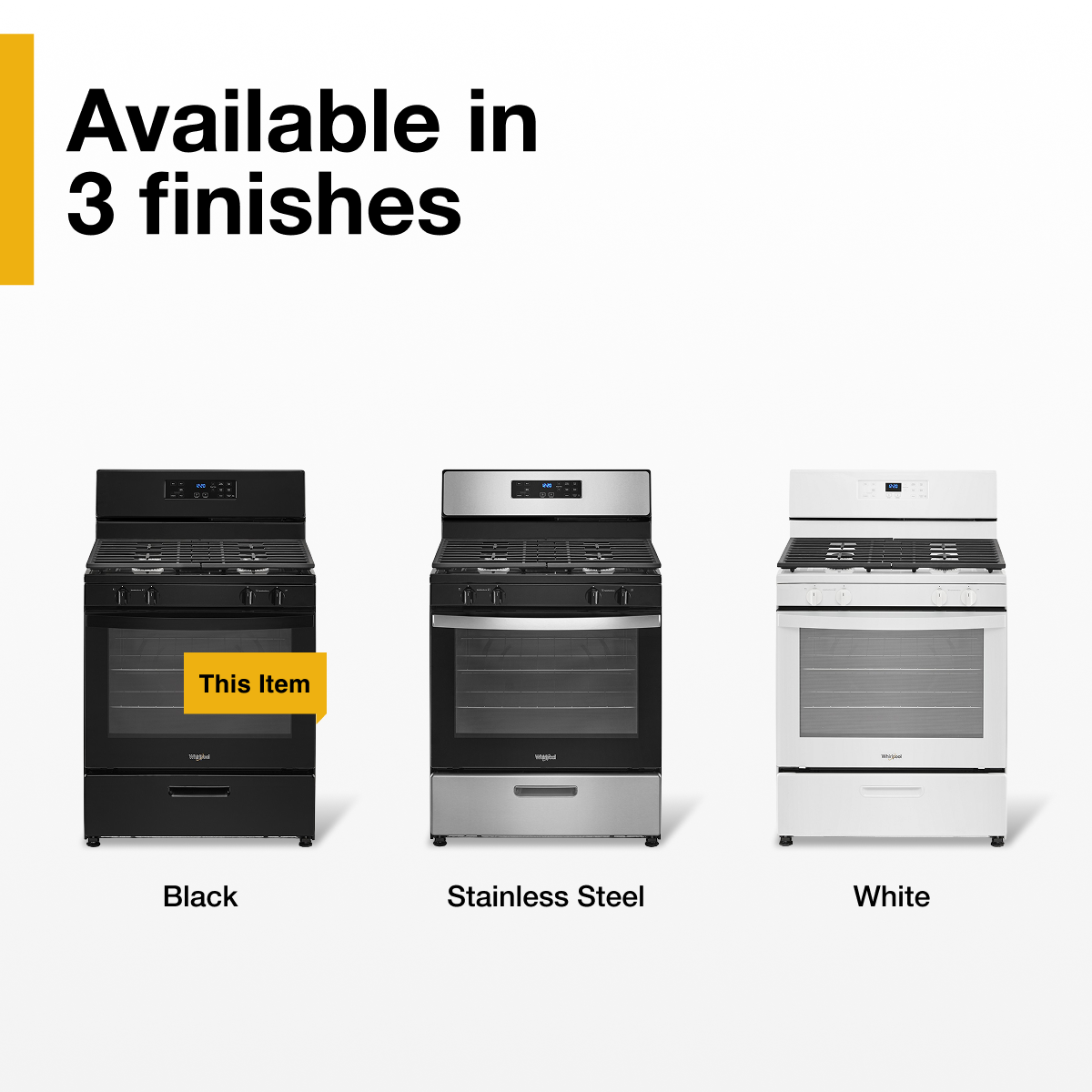 Whirlpool - 30 in. Wide 4 burners 5.1 cu. ft. Freestanding Gas Range with Broiler Drawer - Black