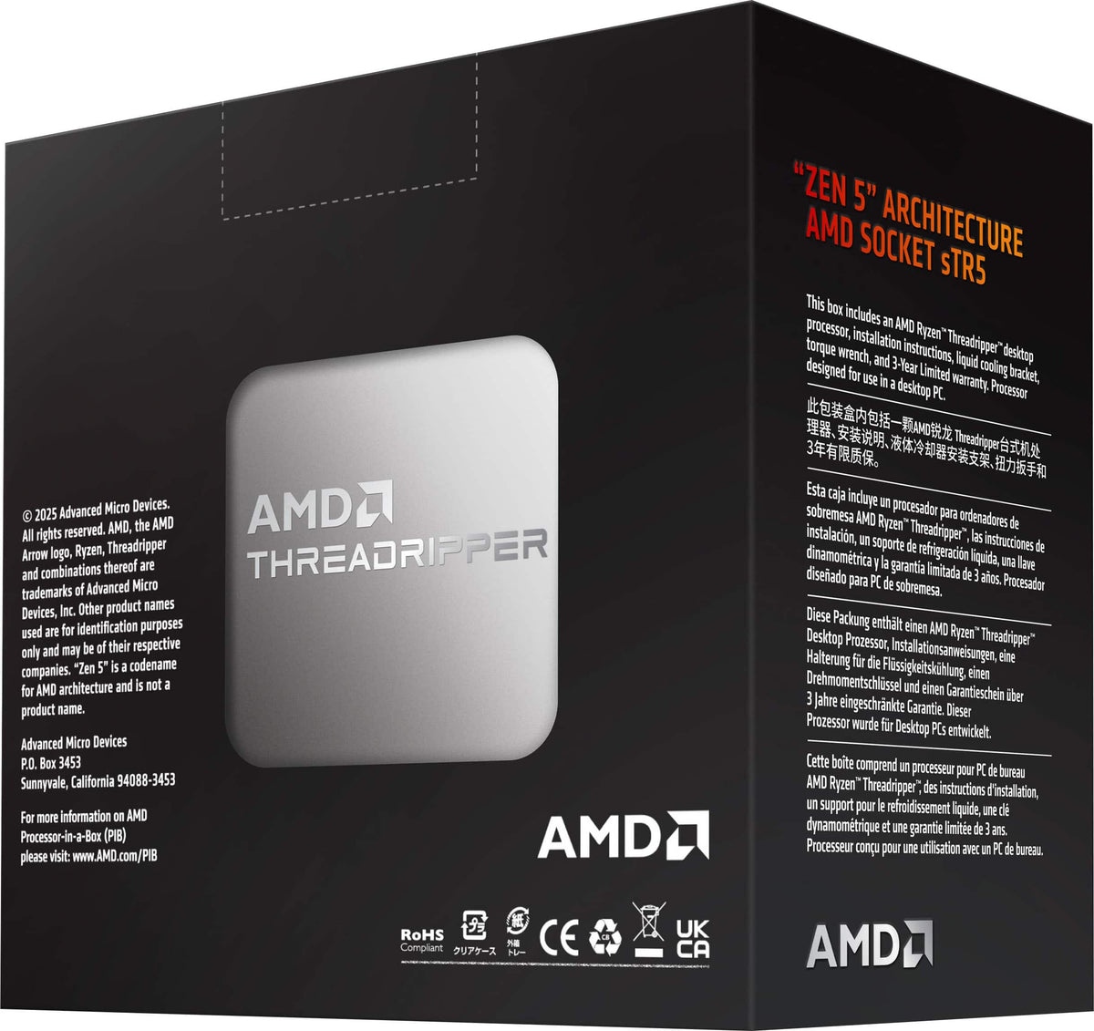 AMD - Ryzen Threadripper 9960X 24-Core - 48-Thread 4.2 GHz (5.4 GHz Max Boost) Socket sTR5 PCI Express 5.0 Desktop Processor - Black