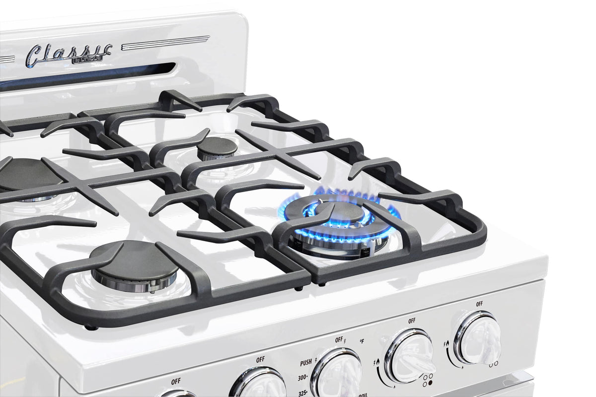 Unique Appliances - 24 in. Wide 4 burner Classic Retro 2.9 Cu. Ft. Propane Range w/ Battery Ignition - Marshmallow White