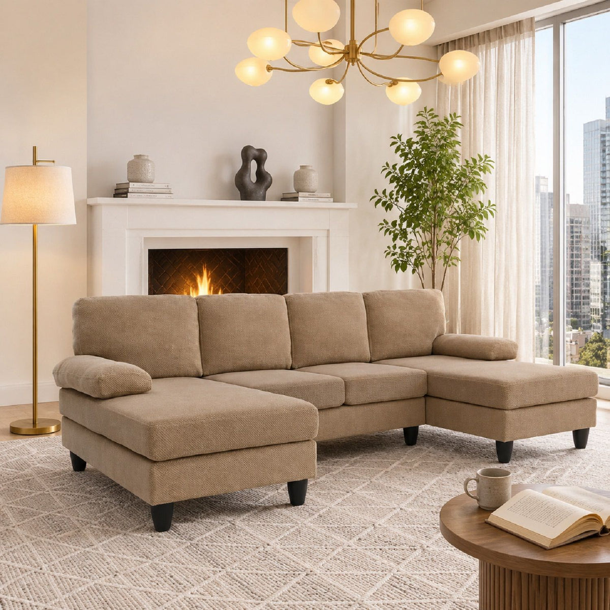 Sofá en forma de U con doble chaiselongue