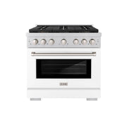 ZLINE - 36 in. Wide 6 Burner Paramount Dual Fuel Range with DuoPro Cooktop & Convection Oven w/ White Door (PSDR-WM-36) - Stainless Steel with White Matte Door