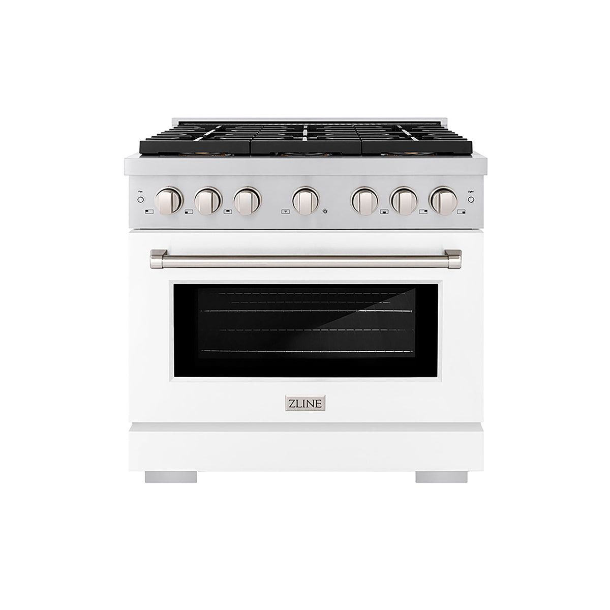 ZLINE - 36 in. Wide 6 Burner Paramount Dual Fuel Range with DuoPro Cooktop & Convection Oven w/ White Door (PSDR-WM-36) - Stainless Steel with White Matte Door
