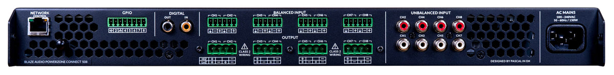 Sonance - Blaze PowerZone™ Connect 508 – 500 W DSP-enabled Class-D amplifier with 8 channels (Each) - Black