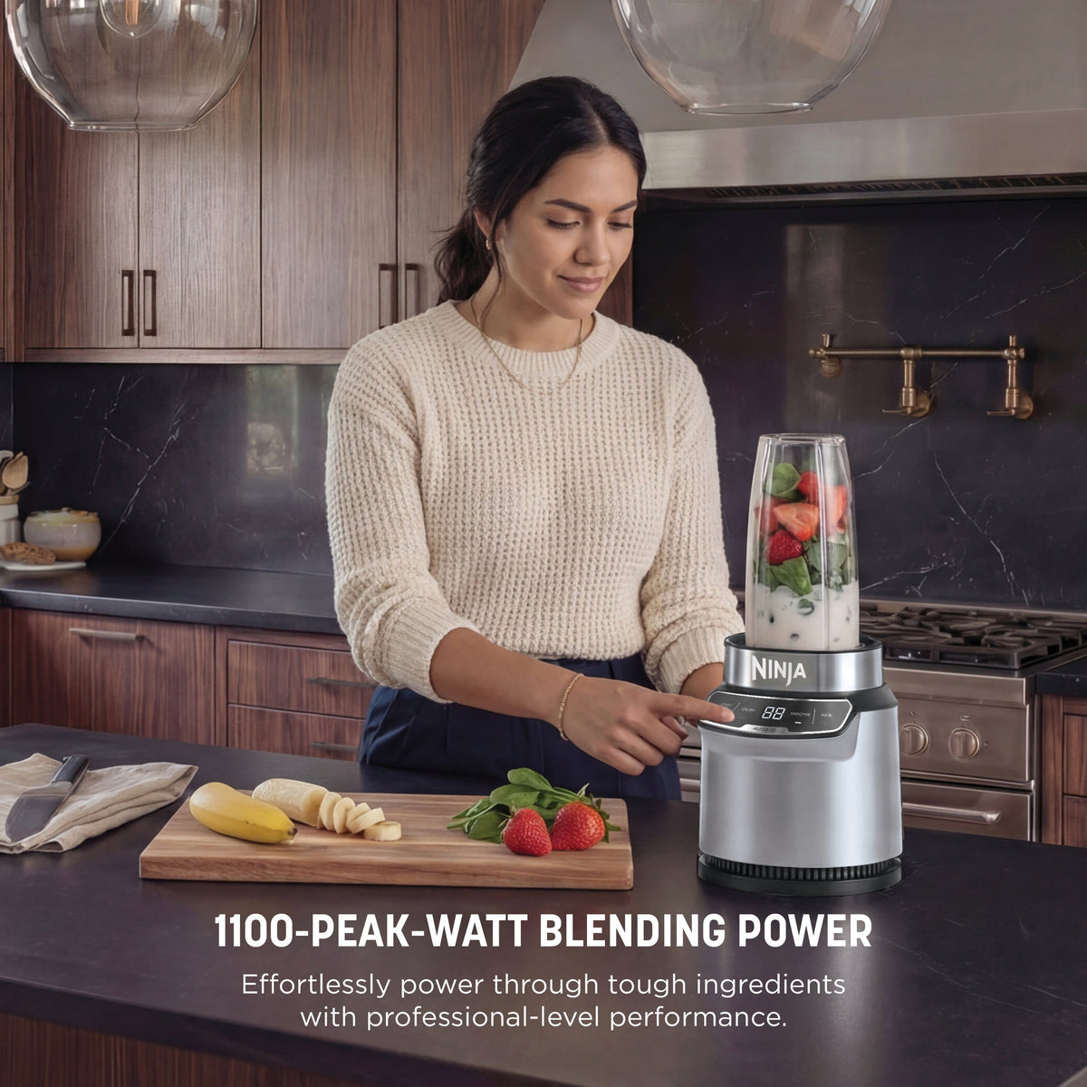 Ninja - Nutri-Blender Pro Personal Blender with Auto-iQ - Cloud Silver
