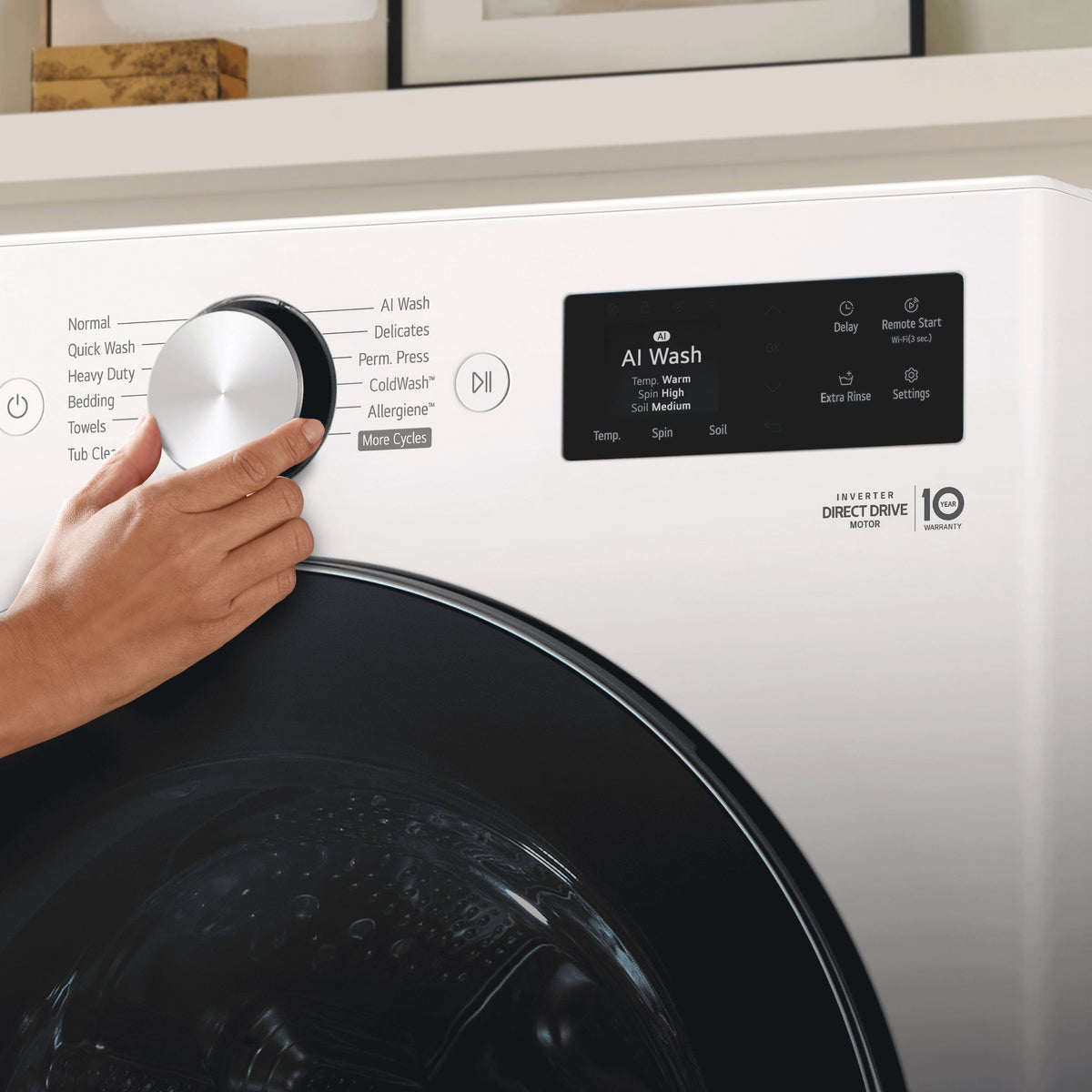 LG - 5.0 Cu. Ft. High-Efficiency Stackable Smart Front Load Washer with Steam and TurboWash 360° - Alpine White