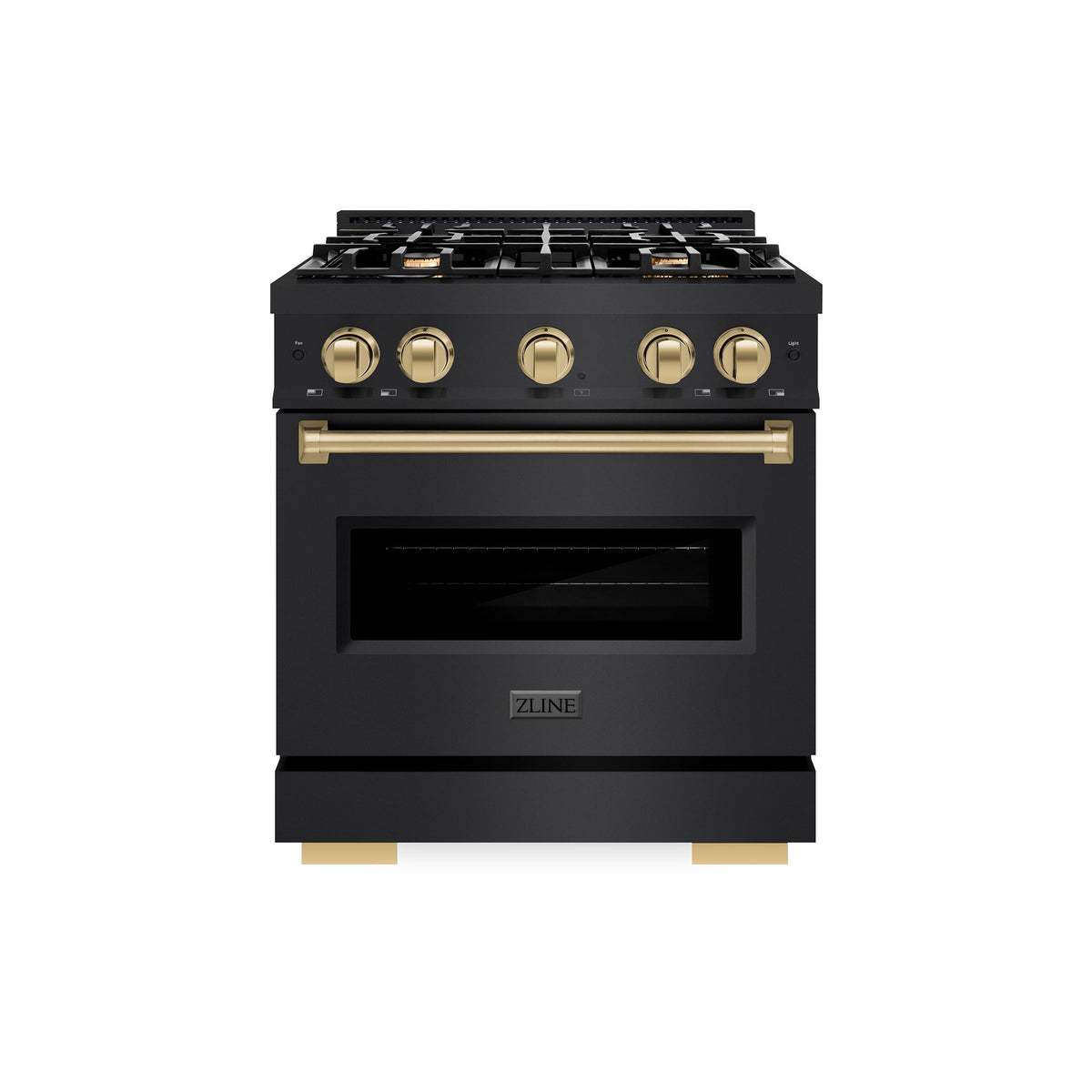 ZLINE - 30 in. Wide 4 Burner Autograph Classic Dual Fuel Black Stainless Range w/ Bronze Accents (CDRBZ-30-CB) - Black Stainless Steel