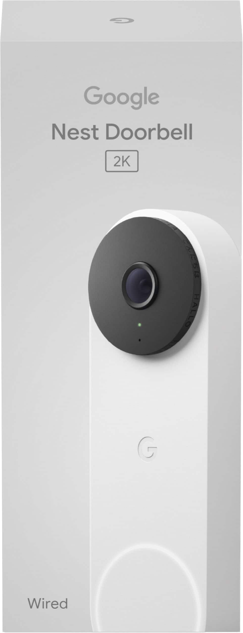 Google - Nest Doorbell (wired, 3rd gen) - Latest Model - 2K Video and Gemini - Snow