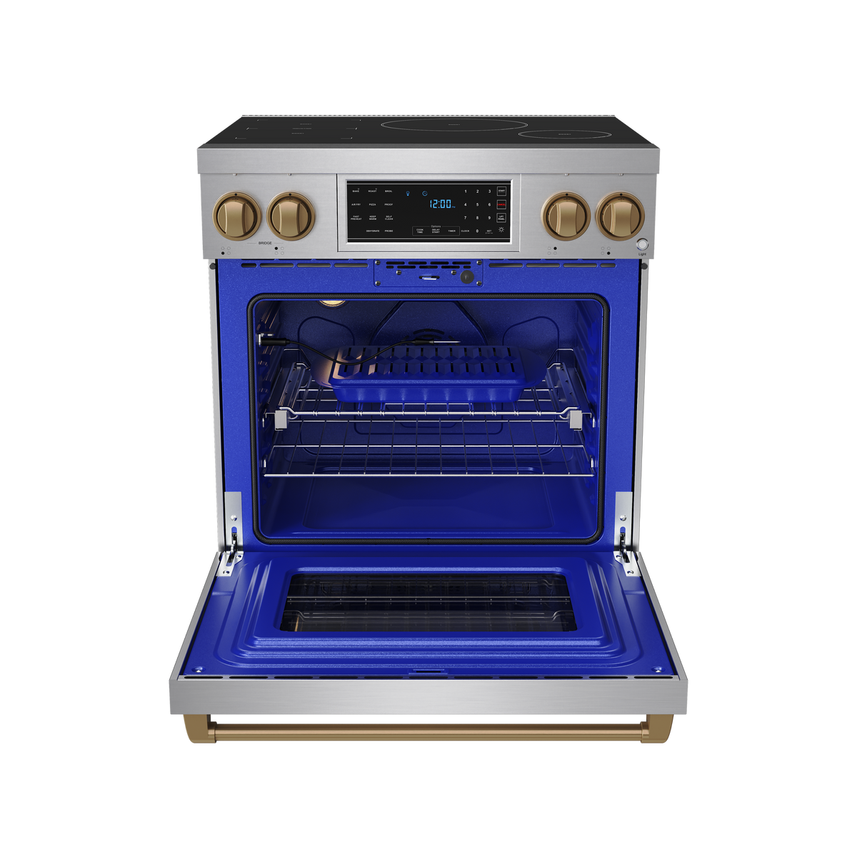 Gordon Ramsay Series by Thor Kitchen 4.8 Cu. Ft Freestanding Induction Range with Bronze Hardware - Stainless Steel