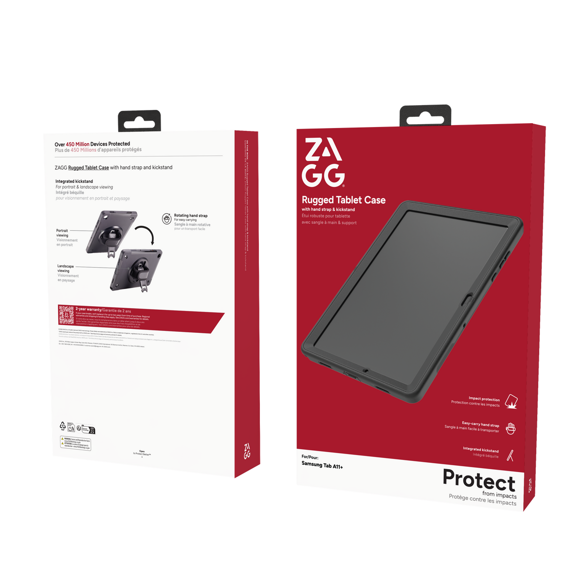 ZAGG - Rugged HandGrip Case with Hand Strap & Kickstand for Samsung Galaxy Tab A11+ - Black