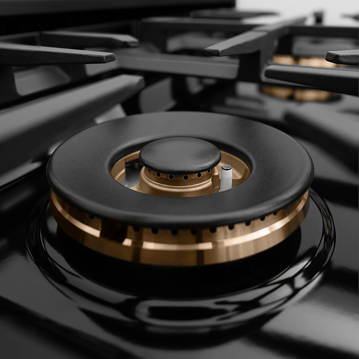 ZLINE - 30 in. Wide 4 Burner Autograph  Black Steel Classic Gas Cooktop DuoPro and Gold Accents (PCRTBZ-30-G) - Black Stainless Steel