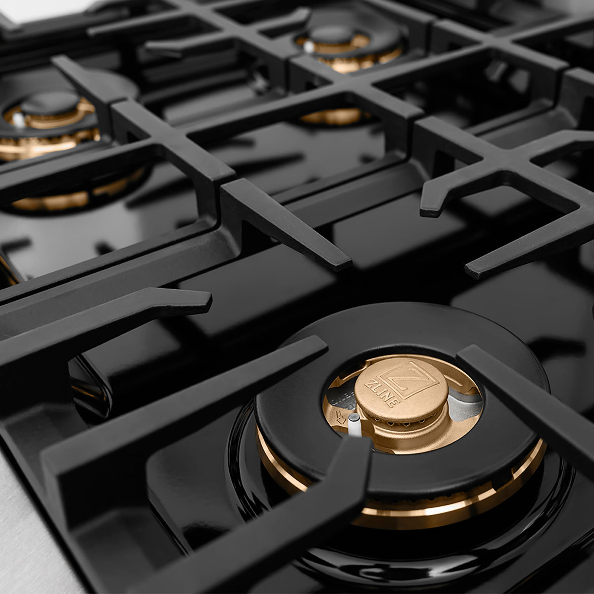 ZLINE - 30 in. Wide 4 Burner Autograph  Satin Steel Classic Built-In Gas Cooktop DuoPro and Gold Accents (PCRTSZ-30-G) - Stainless Steel