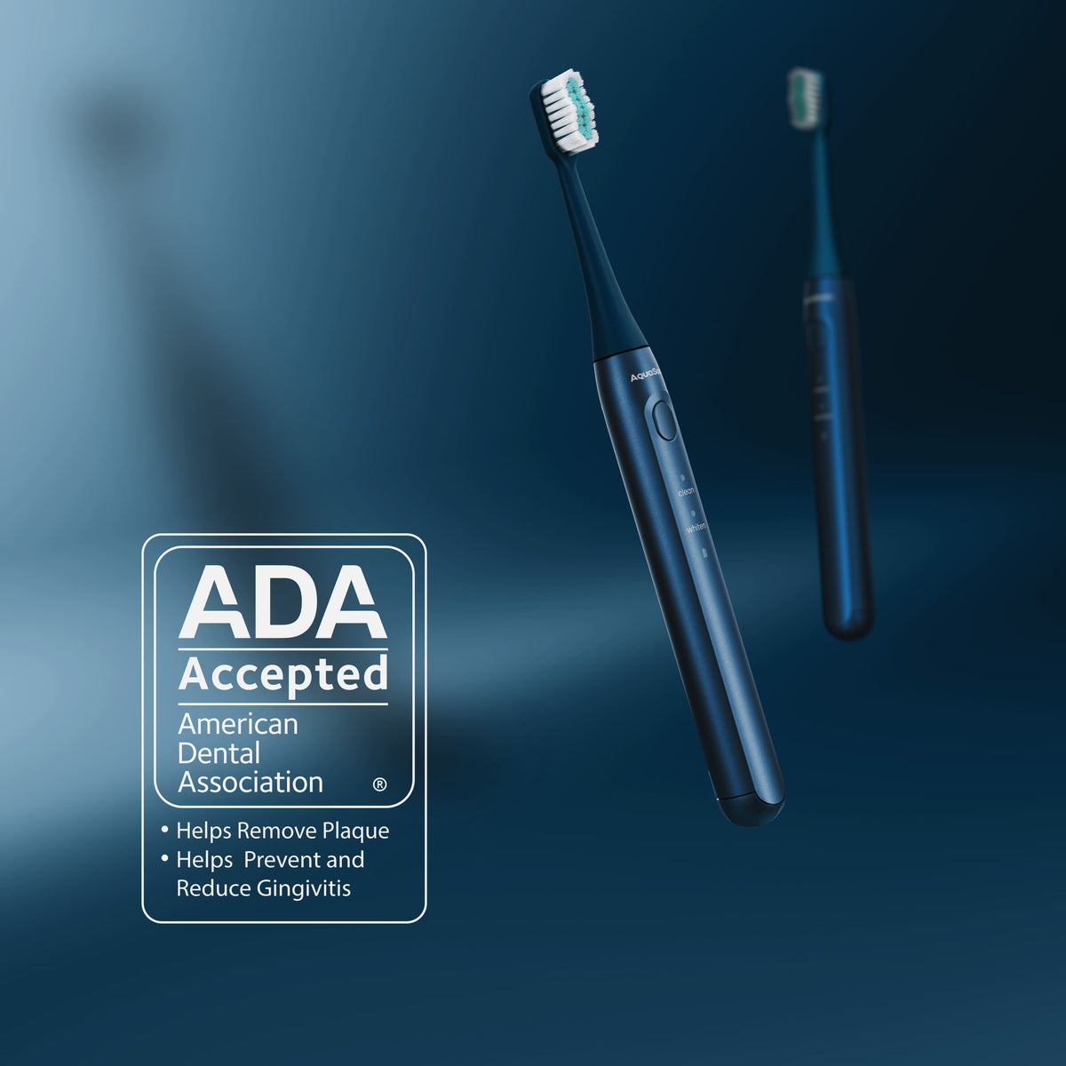 AquaSonic - Icon ADA-Accepted Rechargeable Toothbrush- Magnetic Holder & Slim Travel Case - 2 Brushing Modes & Smart Timers - Navy