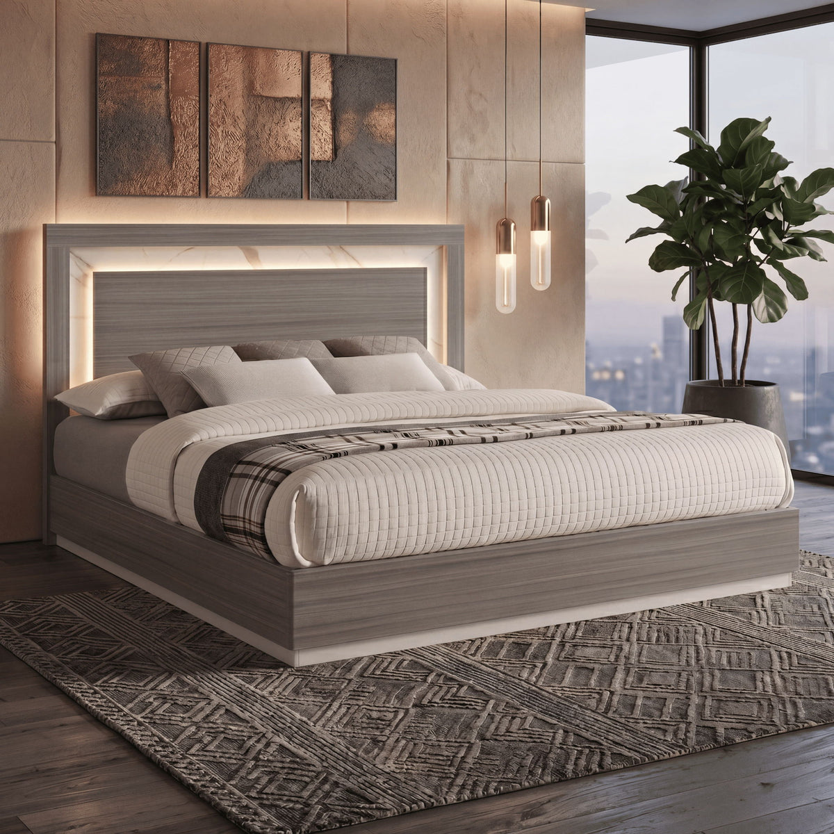 Altima - Cama con cabecero LED
