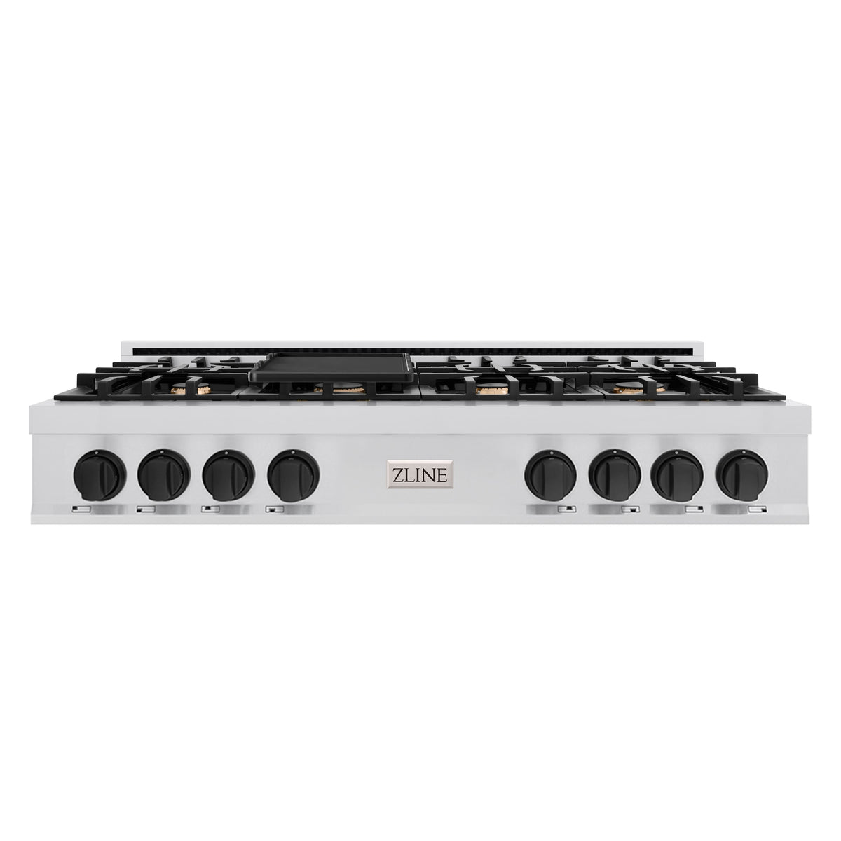 ZLINE - Autograph 48 in. Slide-In Classic Rangetop w/ 8 Burners in Stainless Steel & Matte Black Accents - Stainless Steel