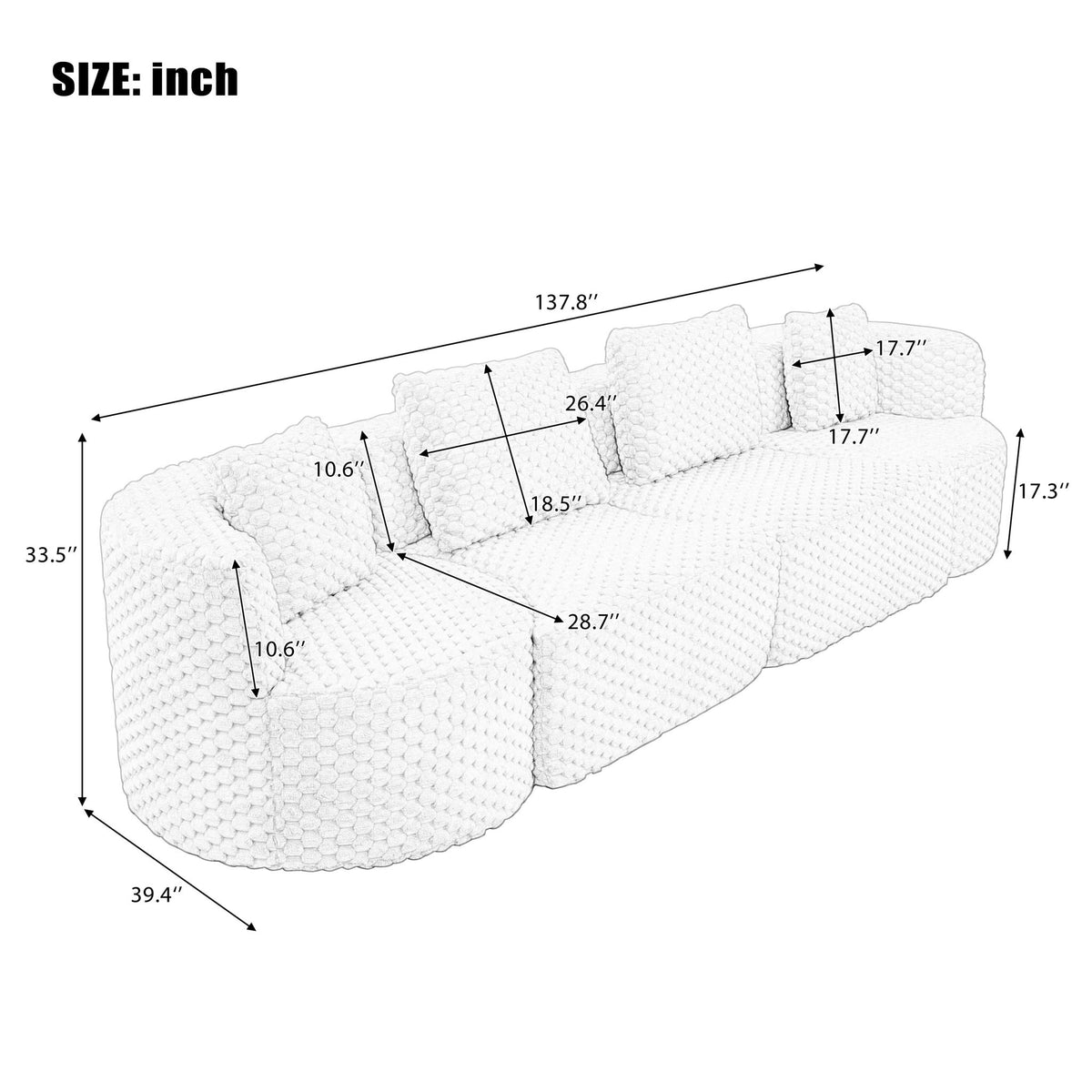 Sofá seccional modular con diseño de combinación libre