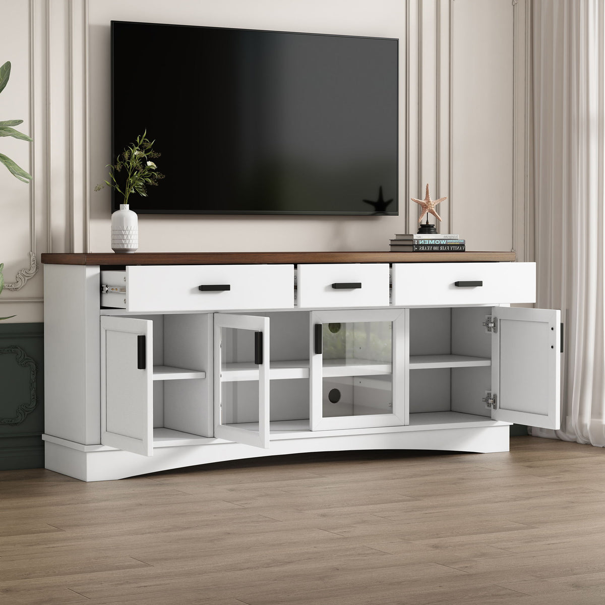 Mueble de TV moderno y estantes ajustables