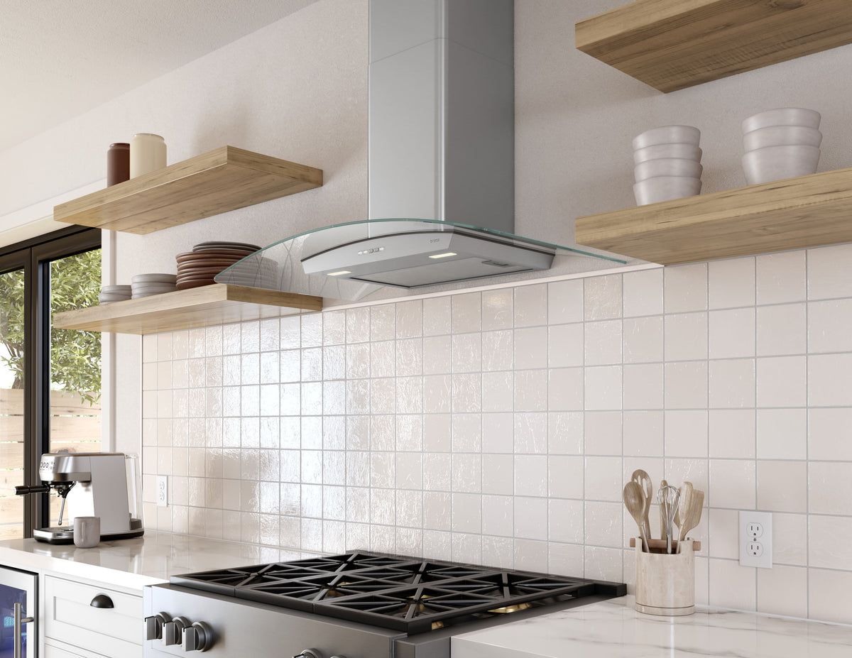 Zephyr Brisas - 36 inches - Convertible - Wall Range Hood - Stainless Steel/Glass