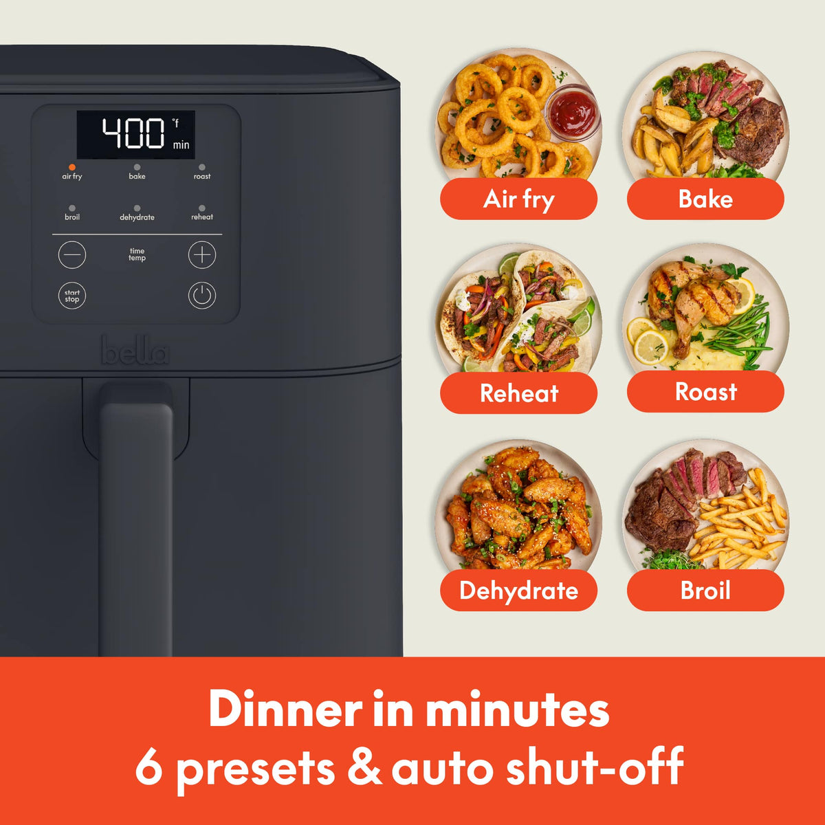 Bella - Fits-anywhere Kitchenware: 6-qt. Slim Air Fryer - Slate