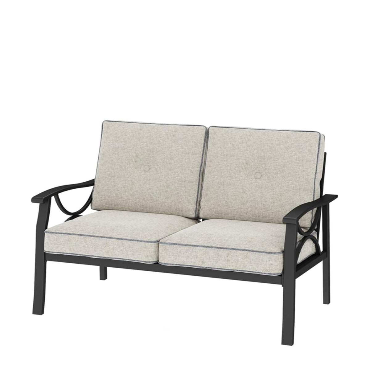All Weather Loveseat 2 Seats Sofa With Cushions - Light Khaki / Beige