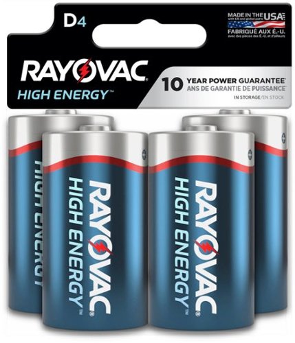 Rayovac - High Energy D Batteries (4 Pack), Alkaline D Cell Batteries
