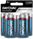 Rayovac - High Energy D Batteries (4 Pack), Alkaline D Cell Batteries