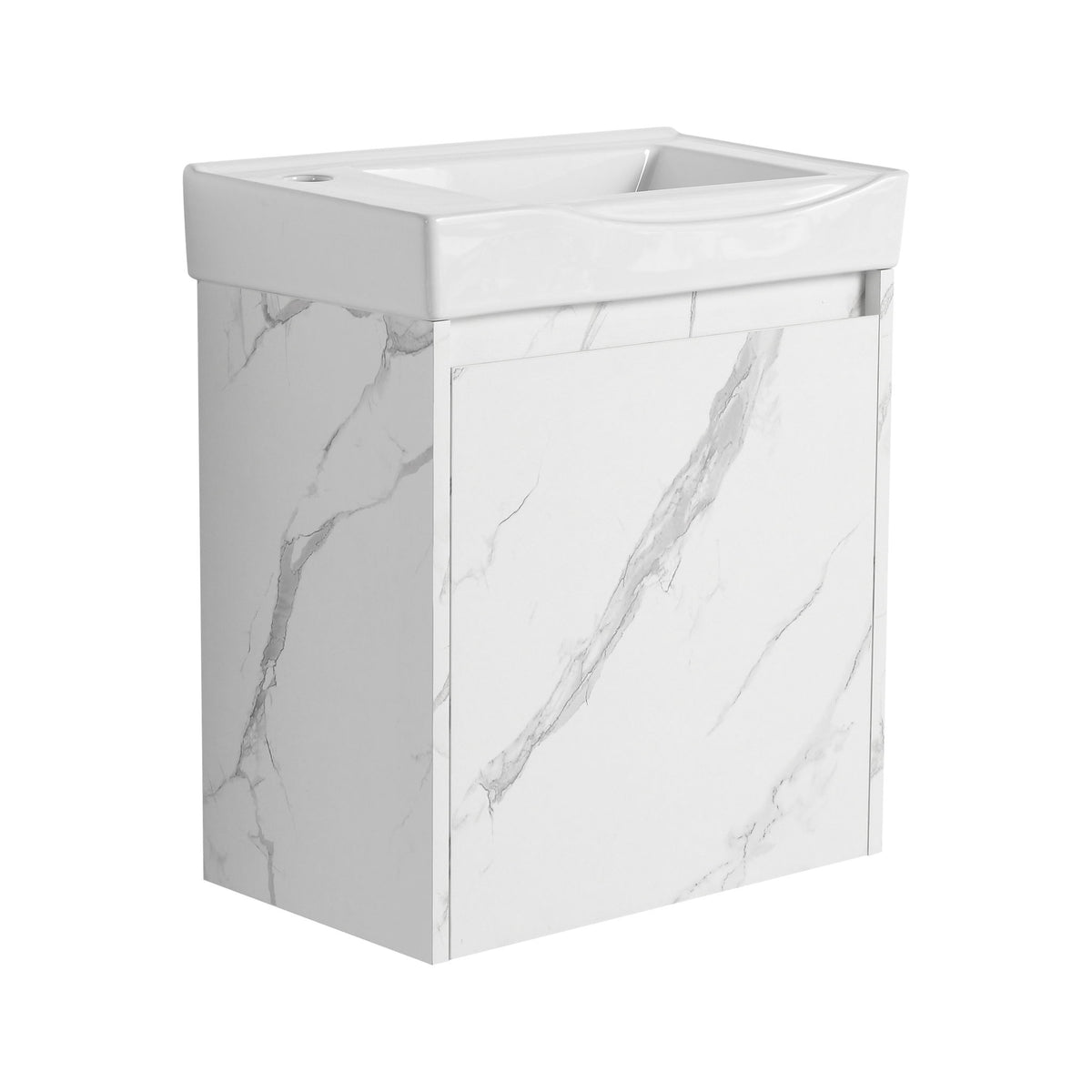 Mueble de baño moderno con lavabo cerámico, combinado con lavabo flotante de pared, armario de almacenamiento