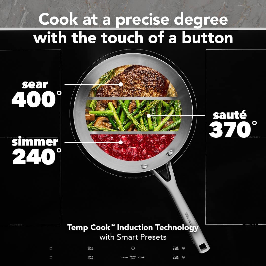 KitchenAid - 36 in. Wide 5 element Electric Induction Cooktop withTemp Cook Induction Technology - Black