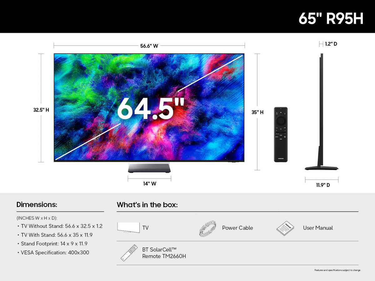 Samsung - 65" Class R95H Series Micro RGB 4K Glare-Free TV with SamsungVisionAI (2026)