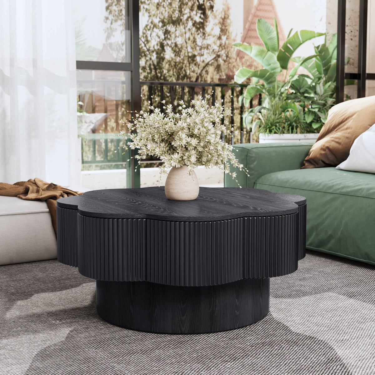 Modern Plum Blossom Shaped Coffee Table With Storage