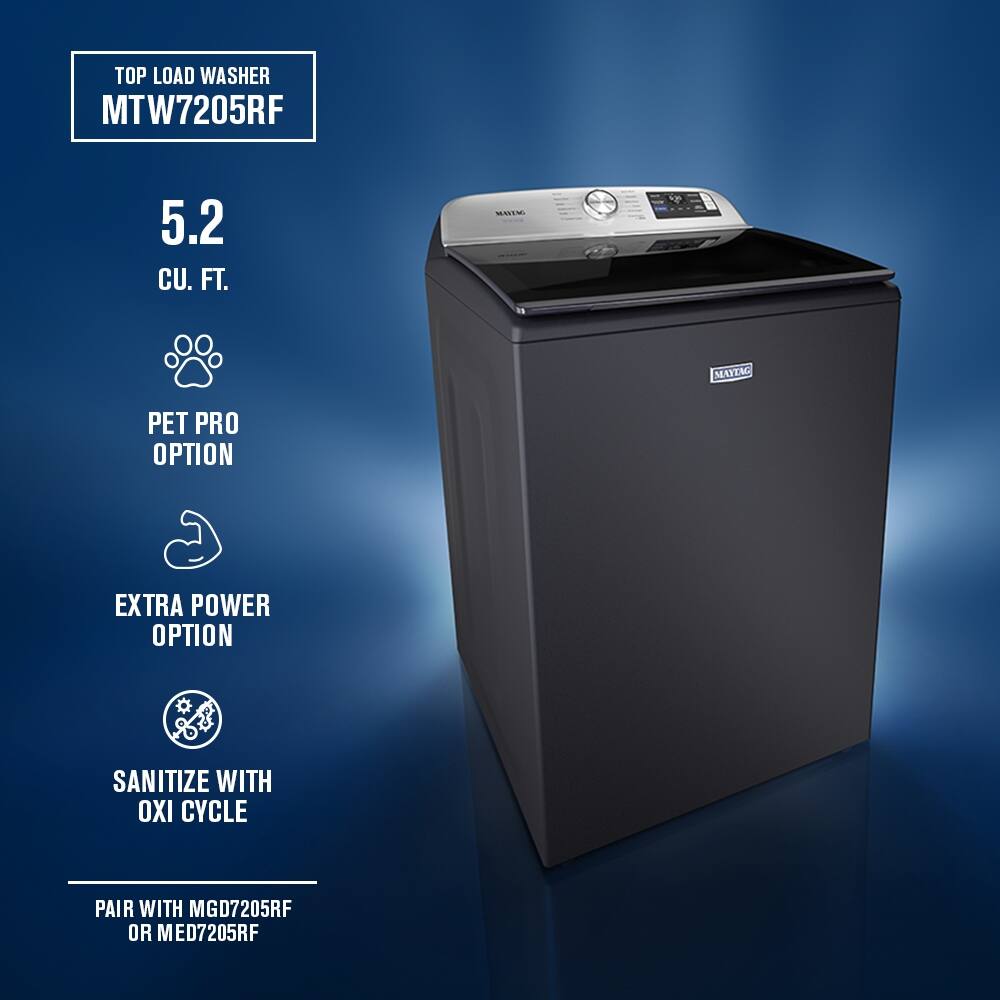 Maytag - 5.2 Cu. Ft. Smart Top Load Washer with Extra Power and Sanitize Cycle with Oxi - Midnight Steel