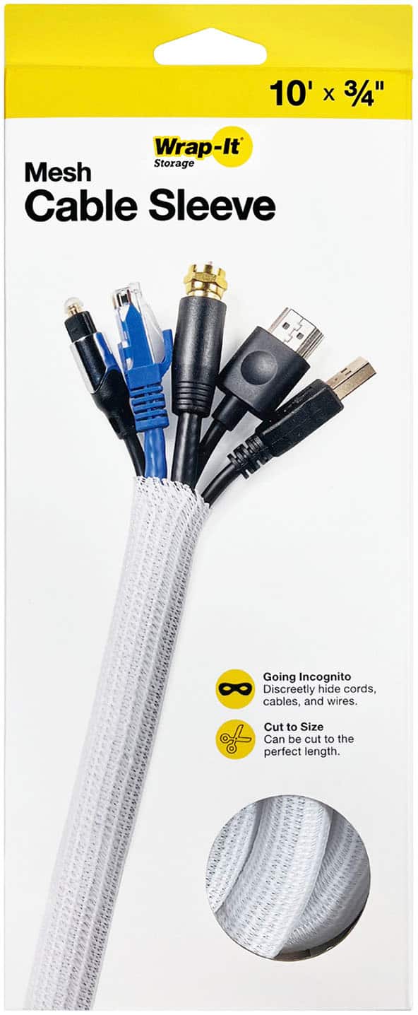 Wrap-It Storage - Cable Sleeve - Mesh - 10' x 0.75" - White