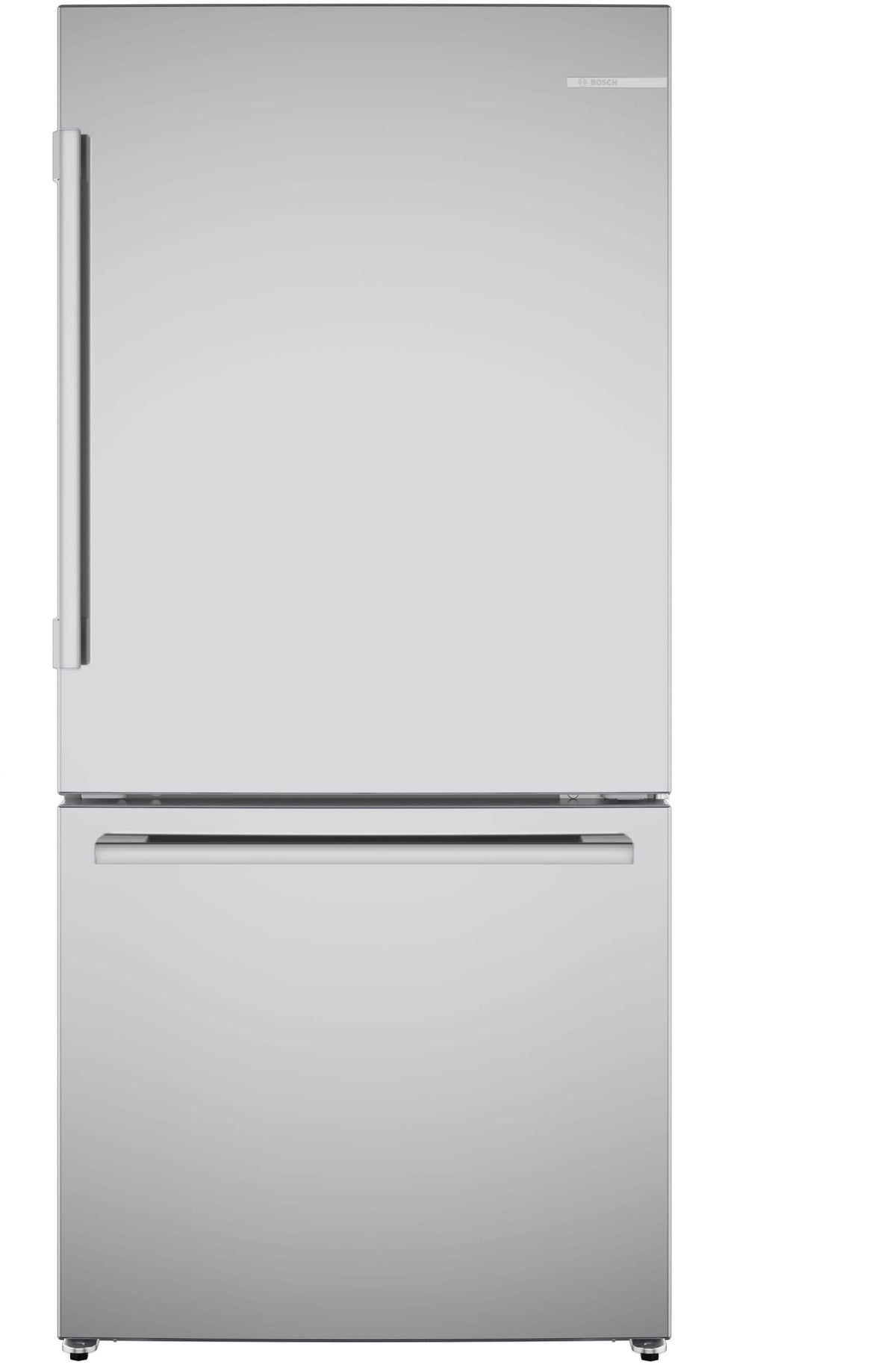 Bosch - 100 Series 33 in. Wide 17.2 Cu. Ft. Bottom Freezer Counter-Depth Refrigerator with Ice in Fingerprint Resistance - Stainless Steel
