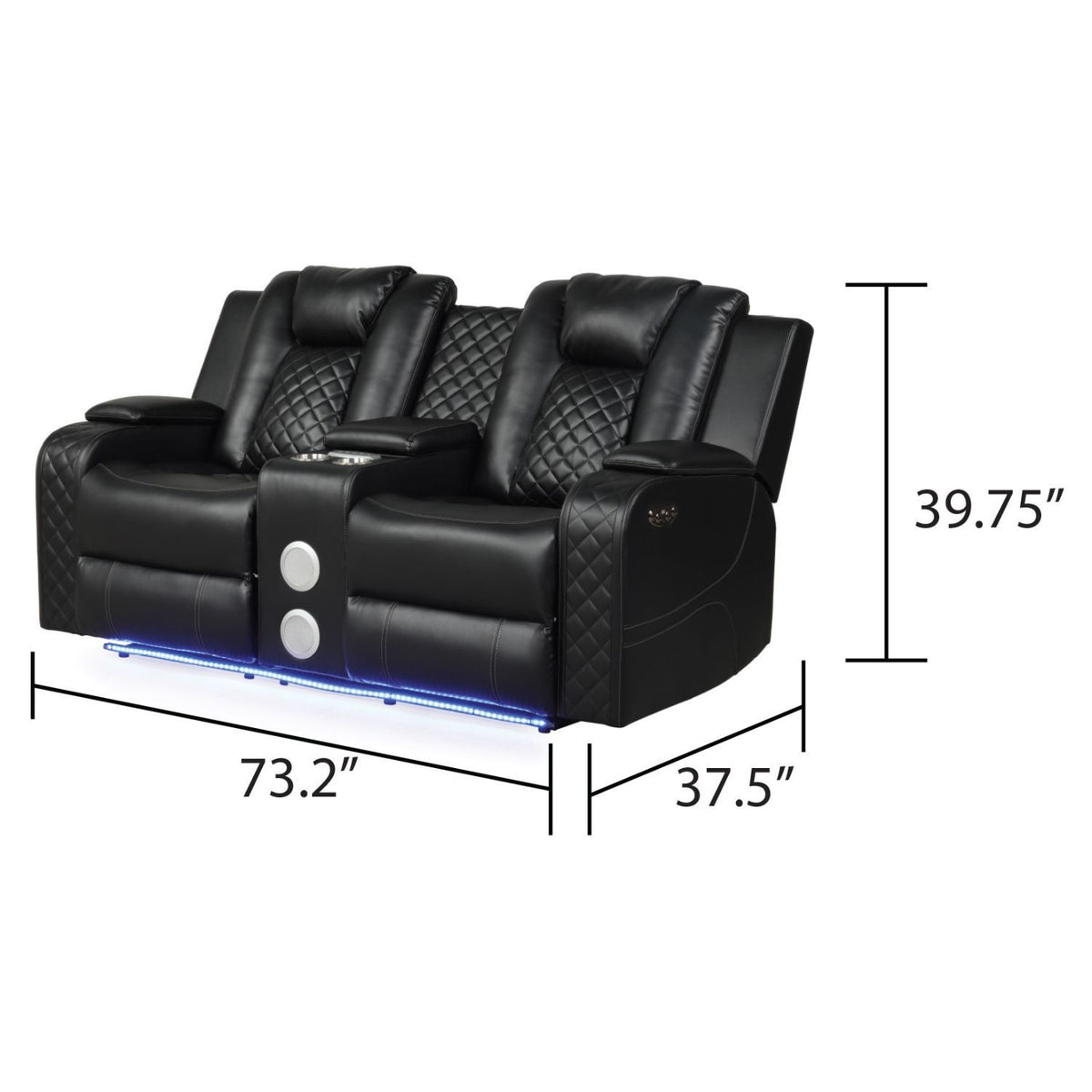 Benz - Sofá reclinable eléctrico con cabeceros ajustables y luces LED ambientales