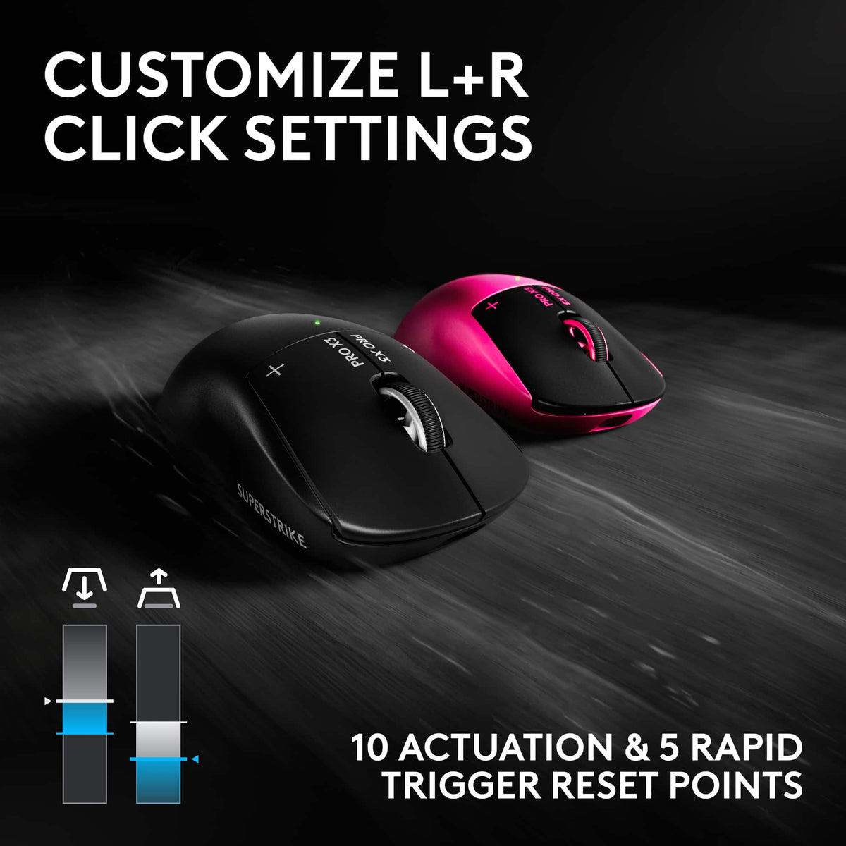Logitech - G PRO X3 SUPERSTRIKE Wireless Gaming Mouse, Ultra-Lightweight with Programmable Buttons for PC, Mac - Wireless - Pink Magenta