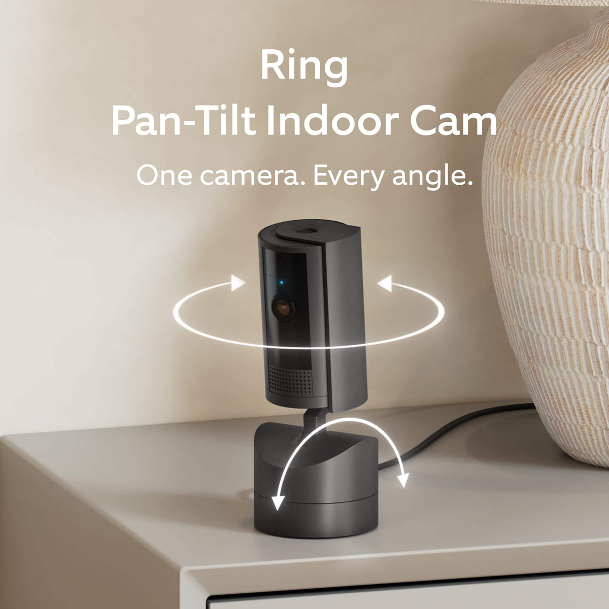 Ring - Pan-Tilt Indoor Security Cam with 360° Horizontal Pan Coverage, Live View & Two-Way Talk, and HD Video - Black