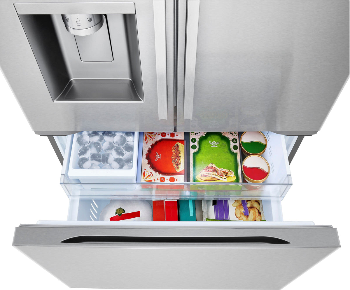 LG - 36-in Counter-Depth MAX 23.7 Cu. Ft. French Door Smart Refrigerator with Zero Clearance - Stainless Steel