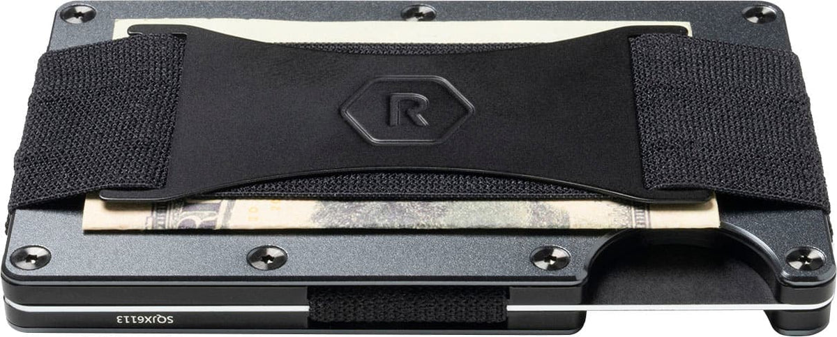 The Ridge Wallet - Gunmetal MagSafe Wallet Cash Strap - Silver