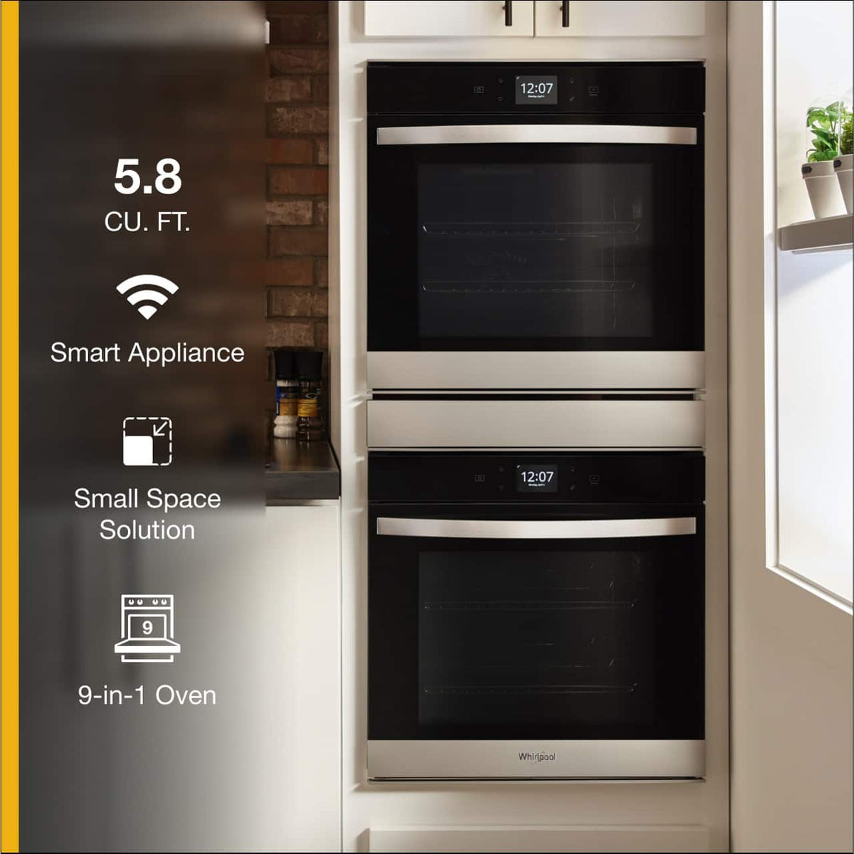 Whirlpool - 24 in. Built-In Double Electric Convection Wall Oven with WiFi - Stainless Steel
