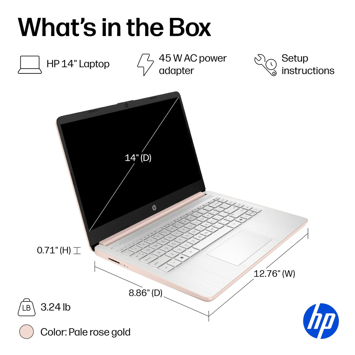 HP - 14" Laptop - Intel N150 Processor - 4GB Memory - 128GB UFS - Pale Rose Gold