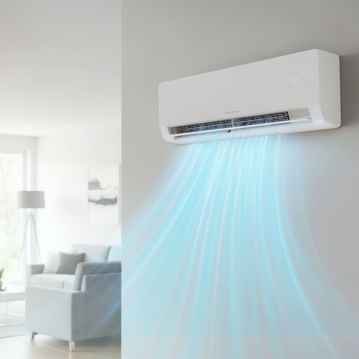Keystone - Core 115V 400 Sq. Ft. 9,000 BTU Smart Mini Split Air Conditioner 10,000 BTU Heater - White