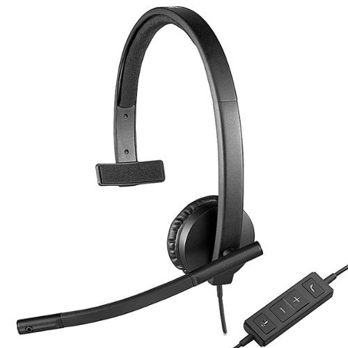 Logitech - H570e Mono Wired Over-the-Ear Headset - Black